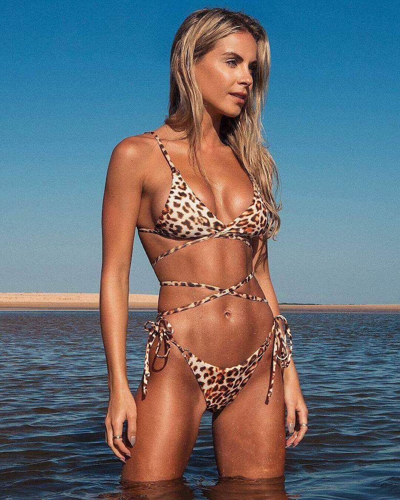 Collaroy wrap bikini in leopard print